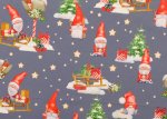 Weihnachtswichtel blau Weihnachtsstoff aus Baumwolle Webware mit Wichteln und Geschenken